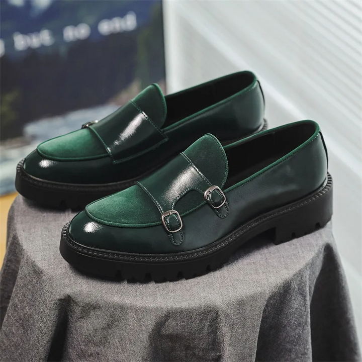 Comfortable Men's Monk Strap Loafers in Tan, slip-on shoes perfect for both casual and formal wear.
