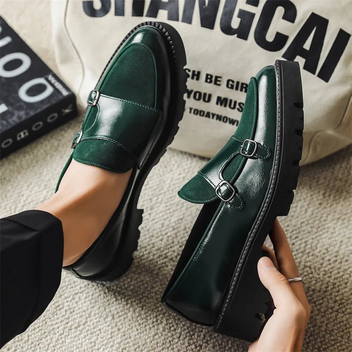 Formal Men's Monk Strap Loafers in Emerald, a blend of comfort, style, and fashion-forward design.