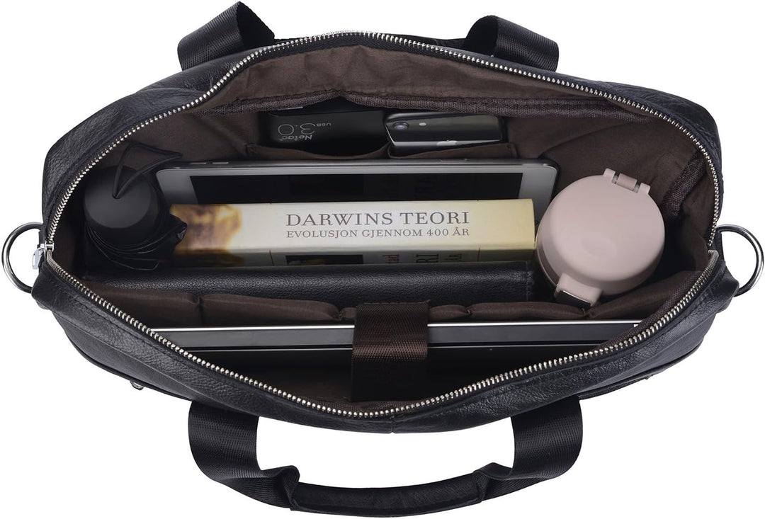 Elegant cowhide leather messenger bag for men, perfect as a business briefcase and laptop bag