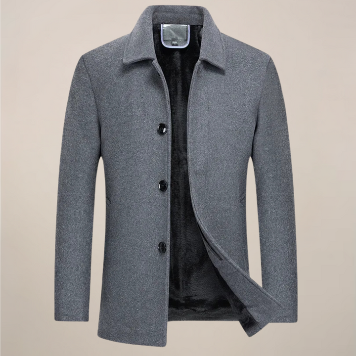 Men's button-up jacket, smart casual fall outerwear. Perfect for cool weather layering & stylish men.