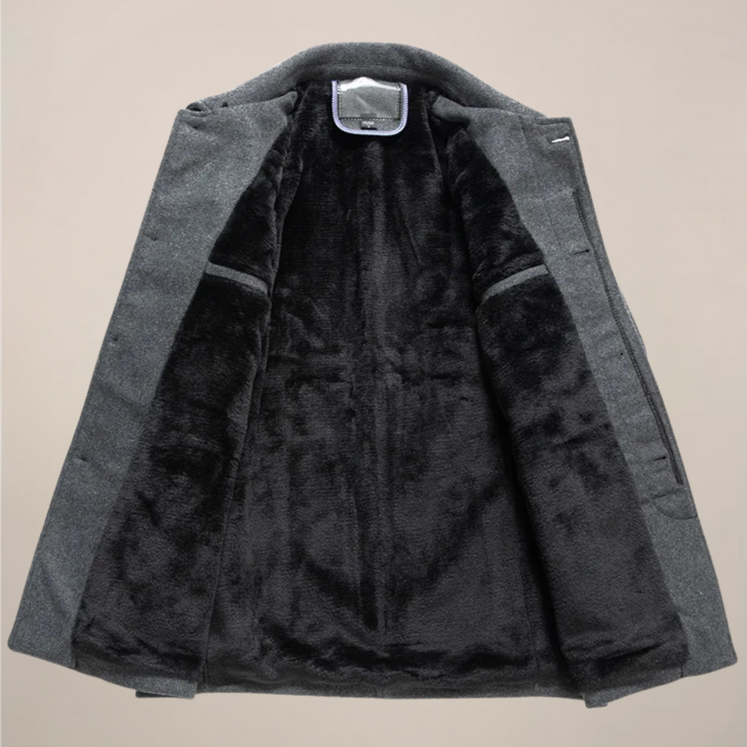 Classic men's button-up jacket, smart casual outerwear for fall & winter. Versatile layering piece for men.
