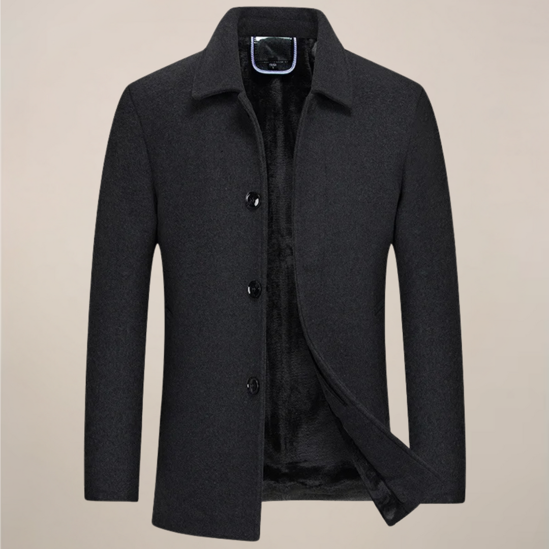 Durable men's button-up jacket, smart casual for fall/winter. Essential cool weather outerwear & layering.