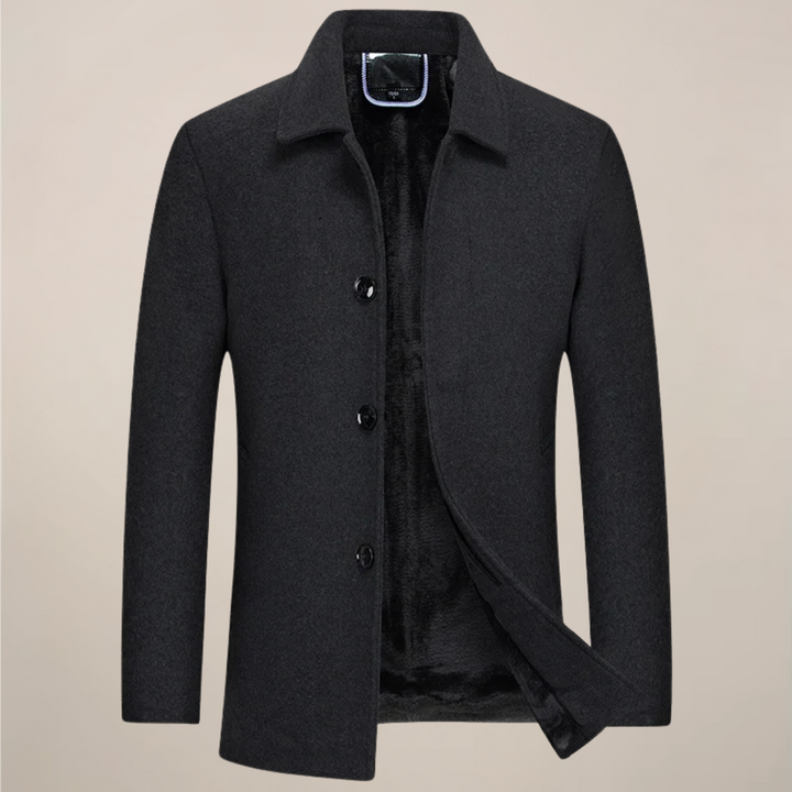 Durable men's button-up jacket, smart casual for fall/winter. Essential cool weather outerwear & layering.