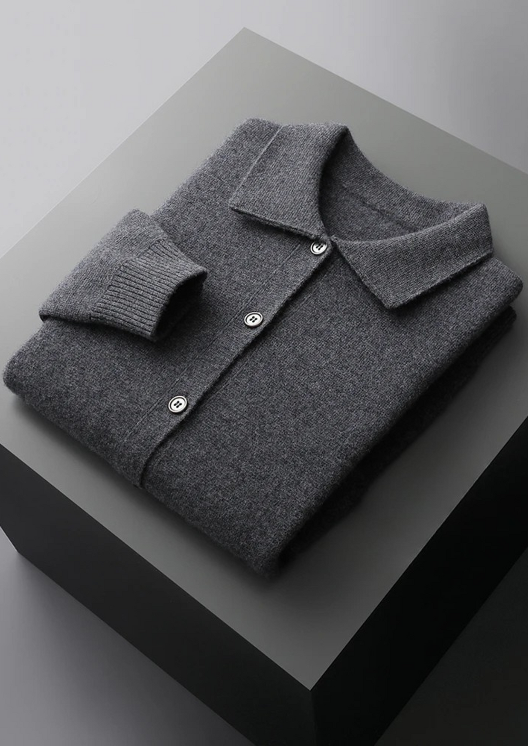 Men's everyday button-up cardigan with patch pockets; stylish knitwear for easy, comfortable layering.