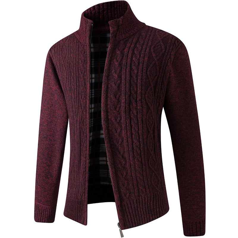 Men's Victor cable knit cardigan with full zip, offering a stylish and warm knitted layer for men's fashion.