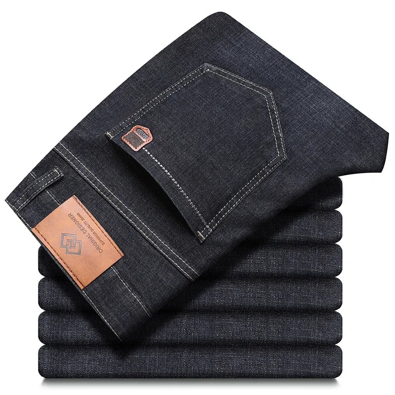 Classic blue Men's Cadence stretch denim jeans, tailored fit, perfect for versatile casual wear.