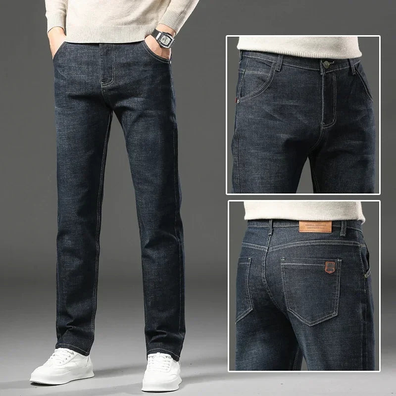 Stylish black Men's Cadence stretch denim jeans, comfort-fit for modern men's casual outfits.