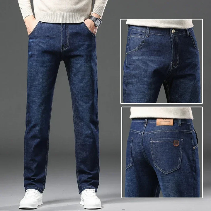 Tailored fit Men's Cadence stretch denim jeans, offering superior comfort and freedom of movement.