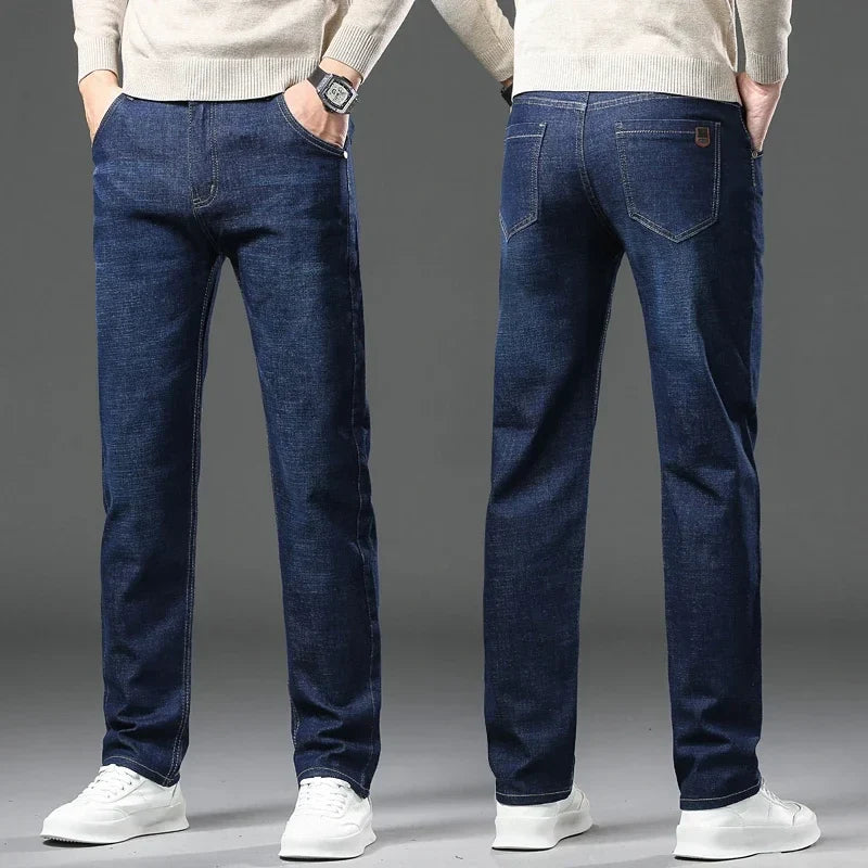 Full-length view of Men's Cadence tailored fit stretch denim jeans, essential for men's casual wardrobe.