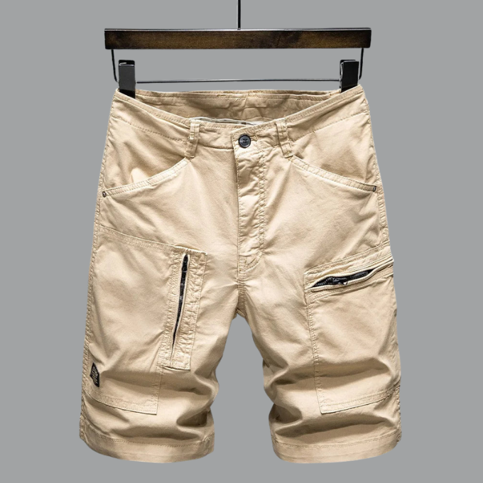 Stylish men's cargo shorts with utility pockets, Cadiz tailored fit for summer, outdoor, and activewear comfort.