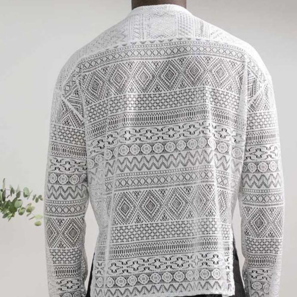 Breathable men's Cai lace summer set, perfect for beach holidays and warm weather comfort.