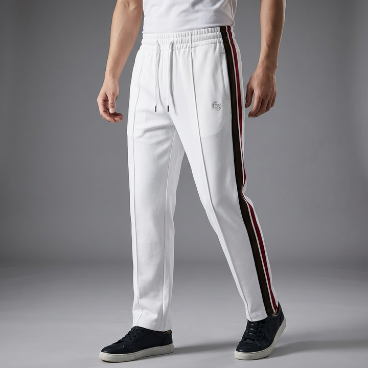 Men's Callahan spliced casual pants with elastic waist for urban comfort & sporty style.