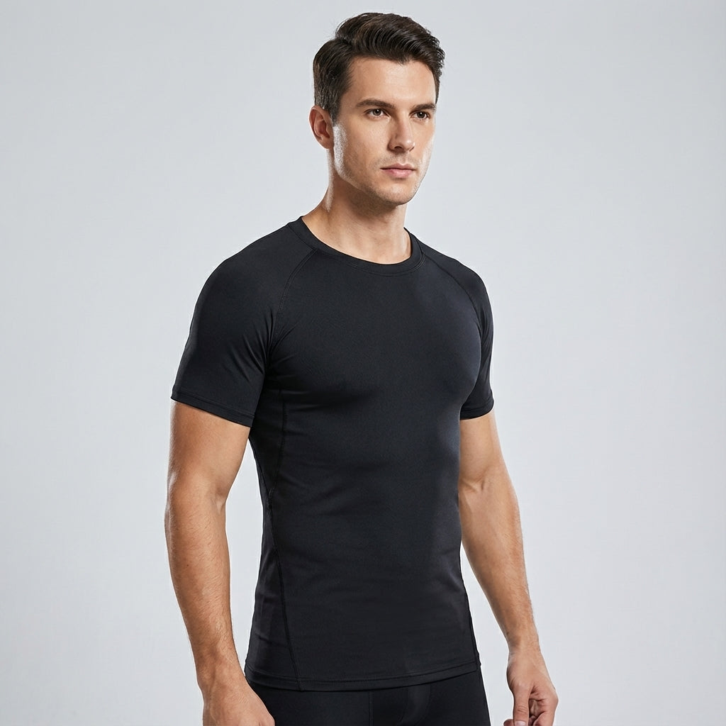 Moisture-wicking men's seamless compression shirt, perfect for workouts and active wear