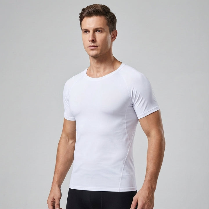 Calvin men's compression shirt, short sleeve, moisture-wicking and seamless for active lifestyles