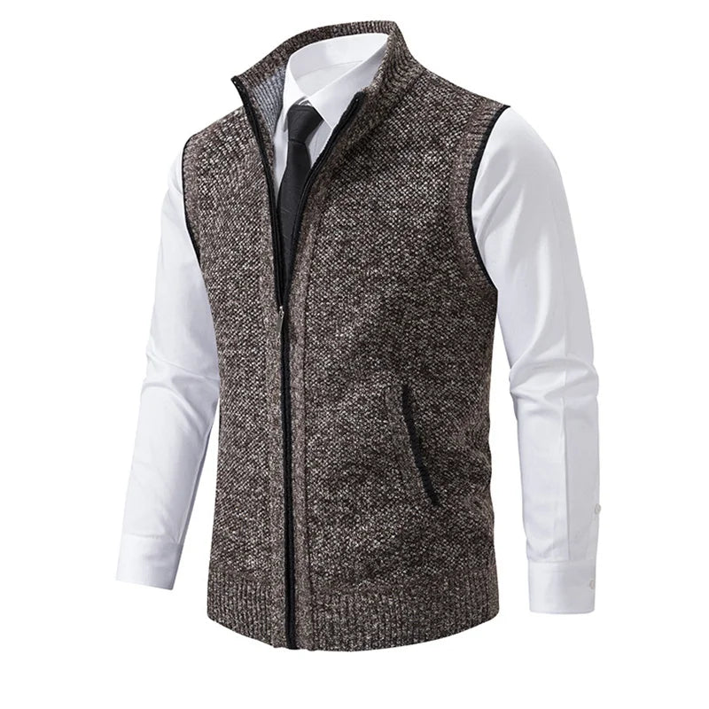 Versatile men's sleeveless knit vest for autumn & winter layering. Timeless style & ultimate comfort.
