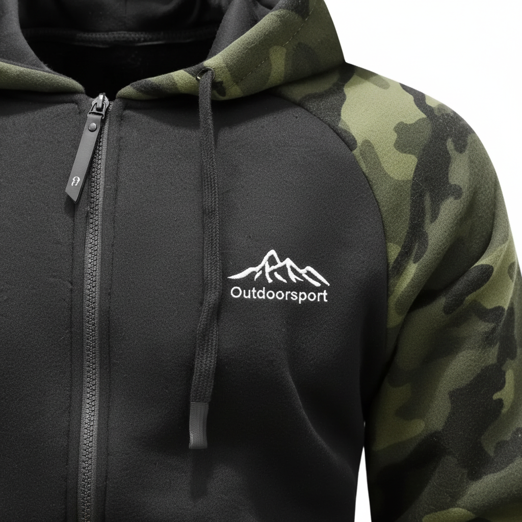 Dominik men's camouflage fleece jacket, perfect as a winter coat or outdoor jacket.