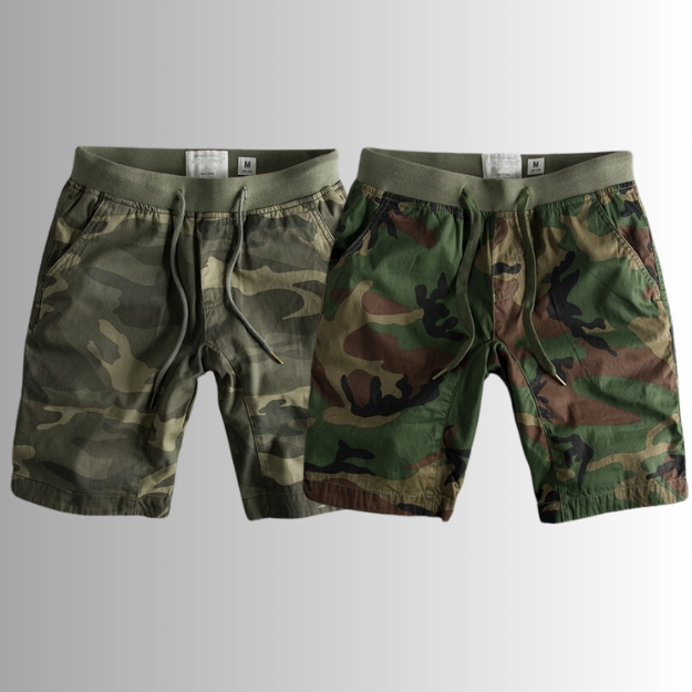 Durable men's camouflage tactical ranger shorts. Ideal for outdoor activities, hiking, and casual summer style.