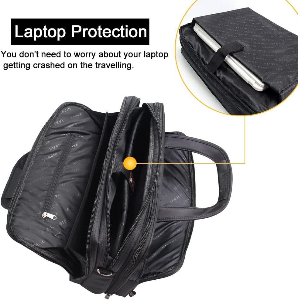 Men's business canvas bag with multiple compartments, a functional laptop and document organizer