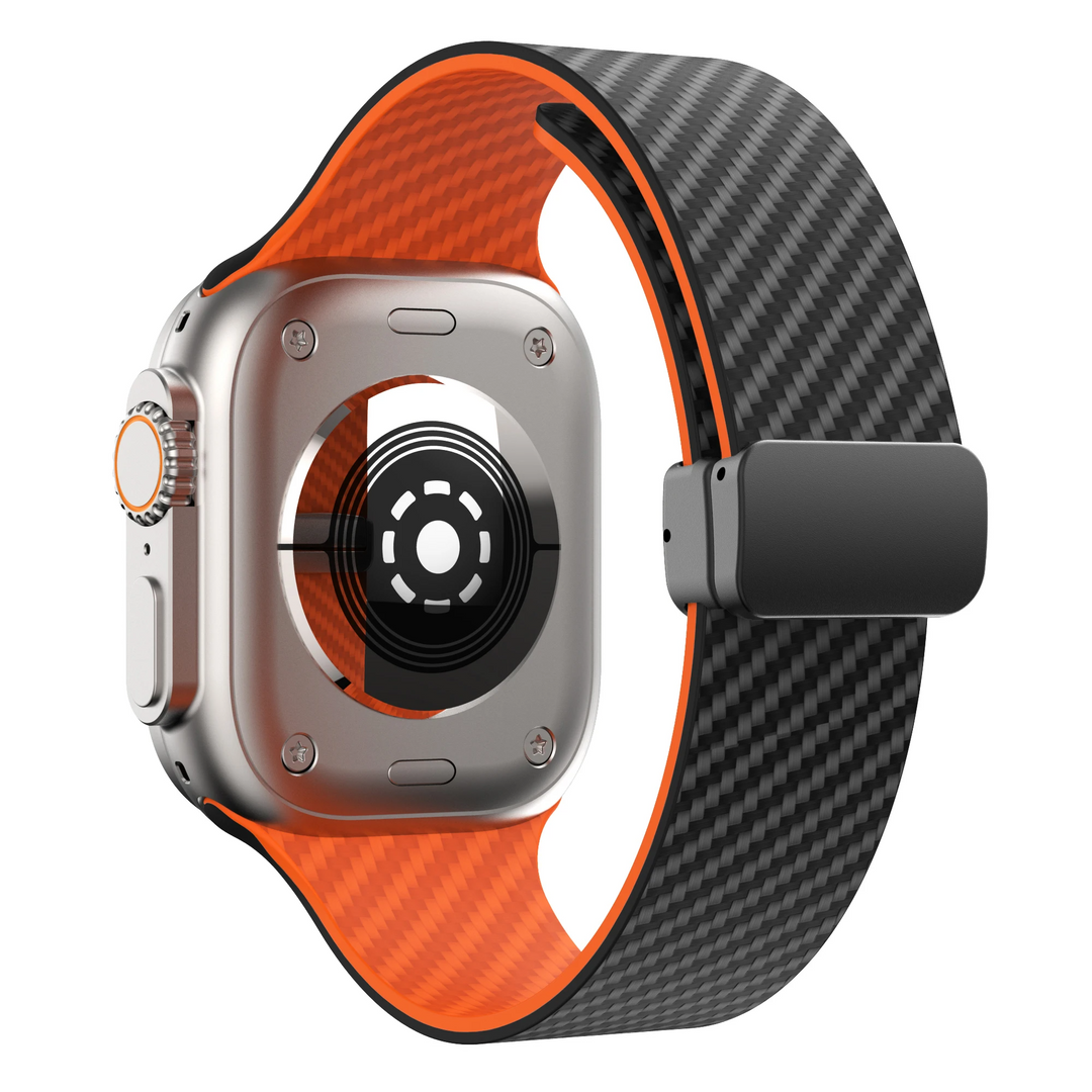 Men's carbon fiber & silicone sport watch band. Durable, stylish for active lifestyles.