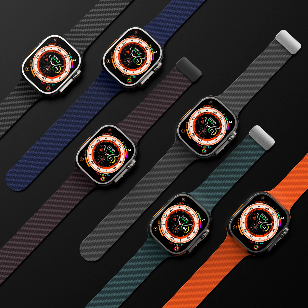 Men's durable carbon fiber watch band. Black silicone, quick release, stylish.