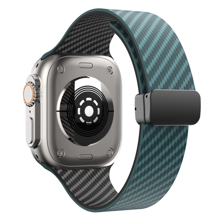 Premium men's black carbon fiber silicone watch band. Durable & quick release.