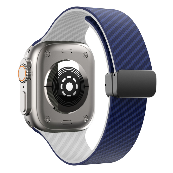 Durable men's carbon fiber & silicone watch band. Quick release, active sport accessory.