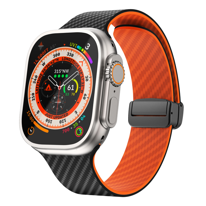 Premium men's carbon fiber watch band with silicone. Secure grip & quick release.