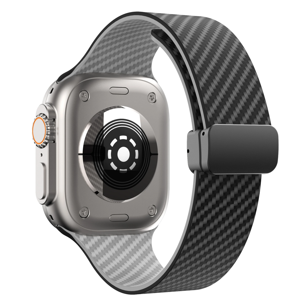 Stylish men's watch accessory: carbon fiber silicone band. Perfect for sports.