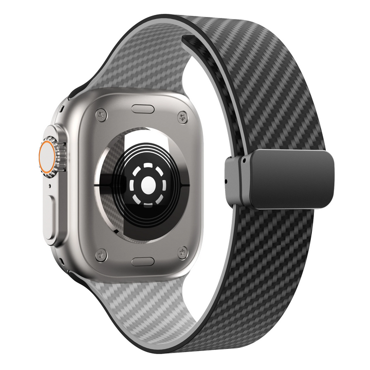 Stylish men's watch accessory: carbon fiber silicone band. Perfect for sports.