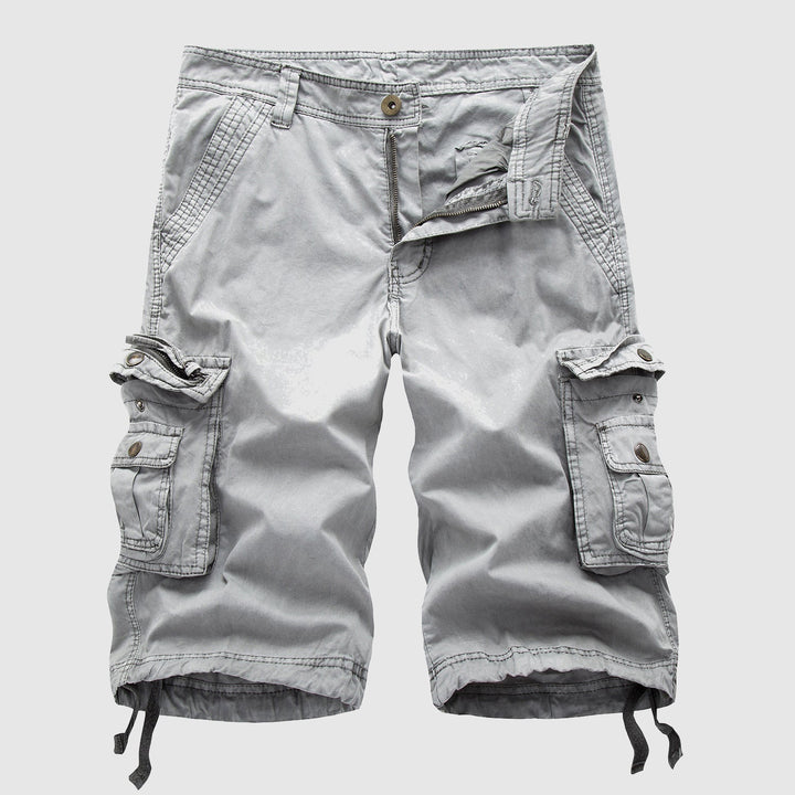 Knee-length men's cargo shorts. Relaxed fit, multi-pockets, adjustable hem for comfortable summer & spring casual wear.