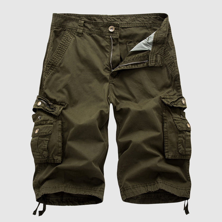 Versatile men's multi-pocket cargo shorts with adjustable hem. Perfect for casual, outdoor, & everyday utility wear.