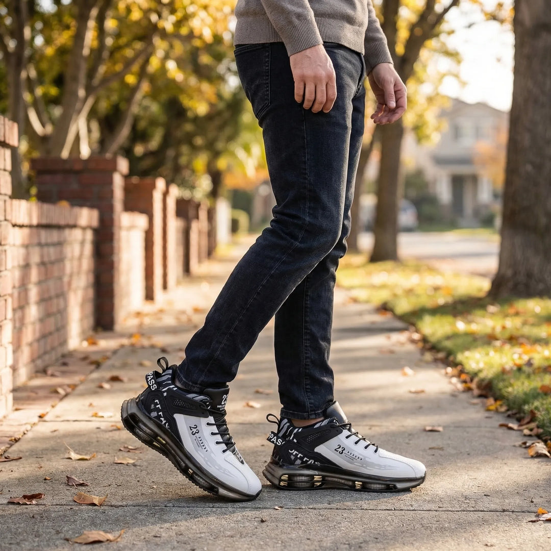 Men's Carlos high-top lace-up sneakers for orthopedic posture support, comfort footwear & street style.
