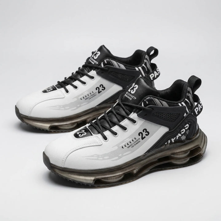 Stylish men's high-top lace-up sneakers with orthopedic support & cushioned sole for all-day comfort.