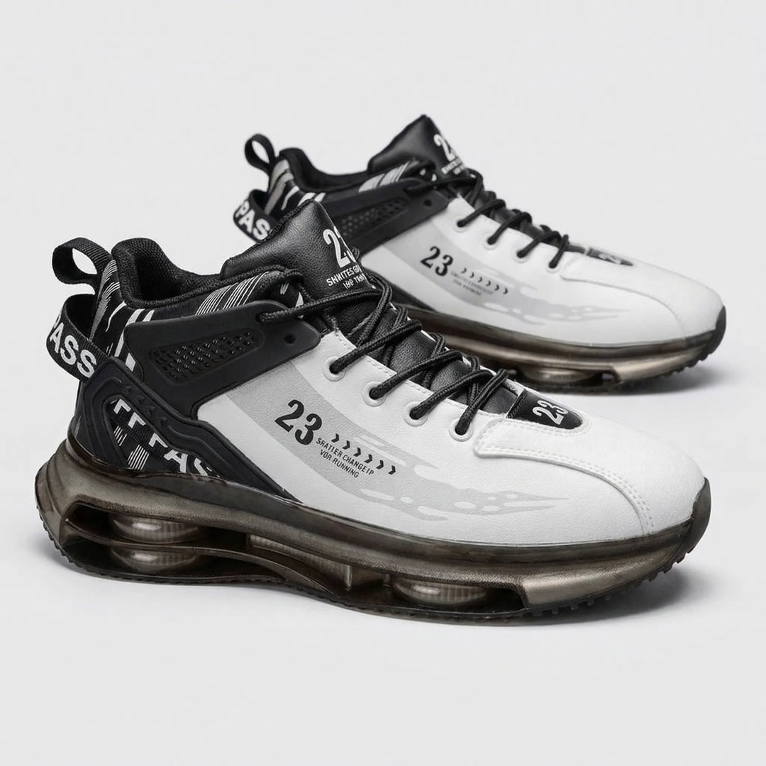 Casual men's high-top lace-up sneakers with orthopedic comfort & cushioned sole, perfect for street style.