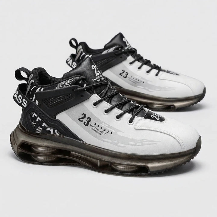 Casual men's high-top lace-up sneakers with orthopedic comfort & cushioned sole, perfect for street style.