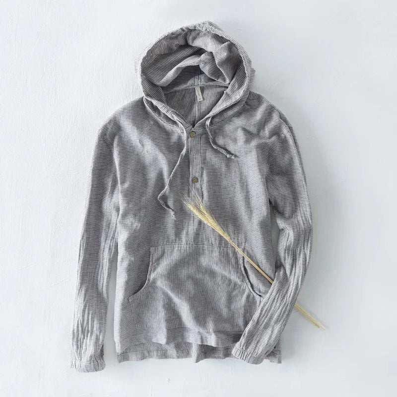 Men's Casa lightweight pullover hoodie in light gray, ideal for spring layering & casual comfort wear.
