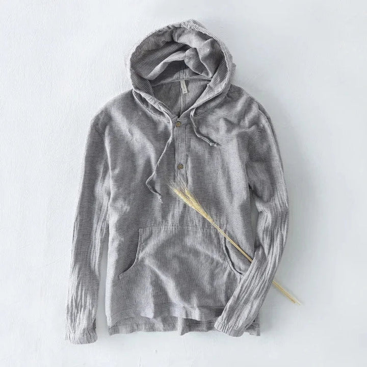 Men's Casa lightweight pullover hoodie in light gray, ideal for spring layering & casual comfort wear.