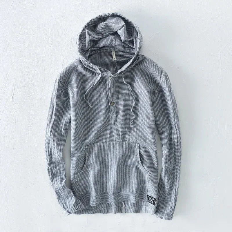 Beige men's Casa lightweight pullover hoodie for ultimate comfort, casual outings & spring wear.