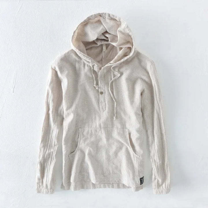 Gray men's Casa lightweight pullover hoodie, perfect for spring layering, casual style & beach comfort.