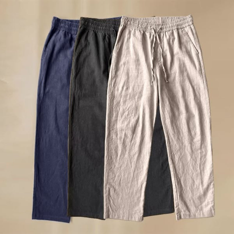 Back view of men's Casa casual comfort pants. Relaxed fit trousers for warm weather and summer fashion.