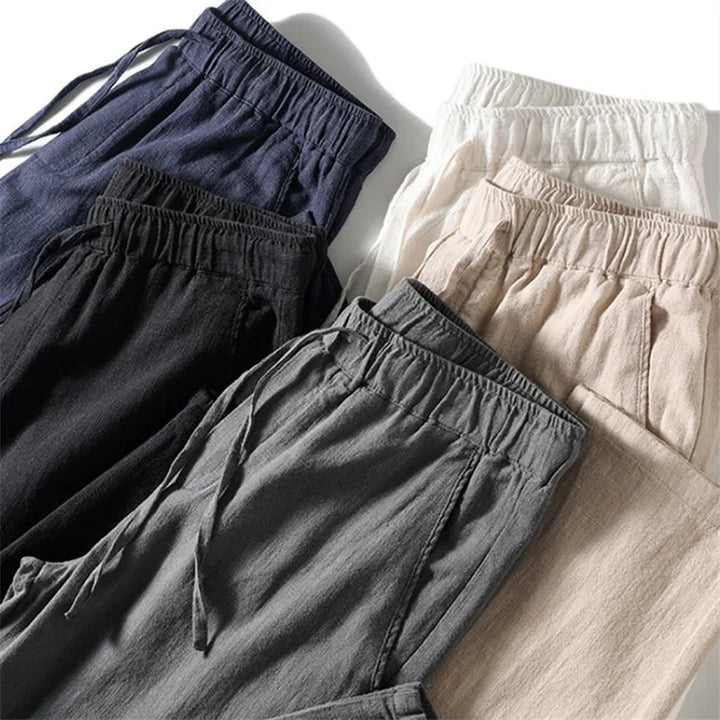 Model wearing Men's Casa relaxed fit comfort pants. Stylish, lightweight trousers for warm weather.