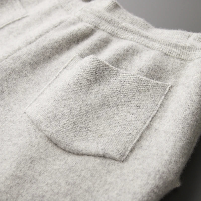 Men's cashmere blend straight leg lounge trousers, featuring a comfortable relaxed fit.