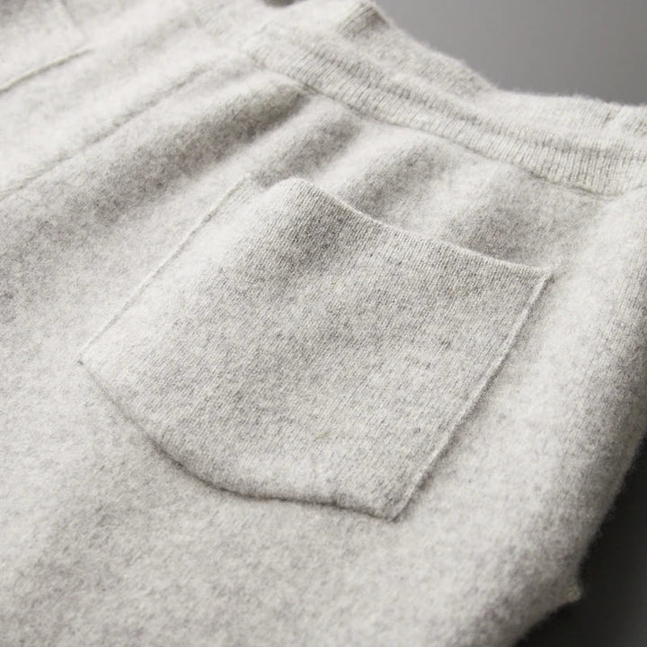 Men's cashmere blend straight leg lounge trousers, featuring a comfortable relaxed fit.