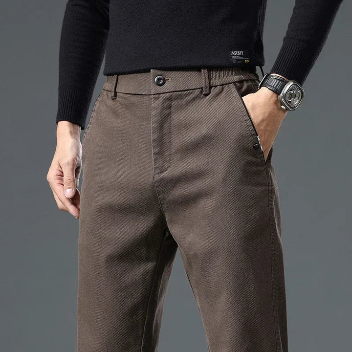 Men's Castello wrinkle-resistant trousers, comfortable cotton blend stretch pants for everyday wear.