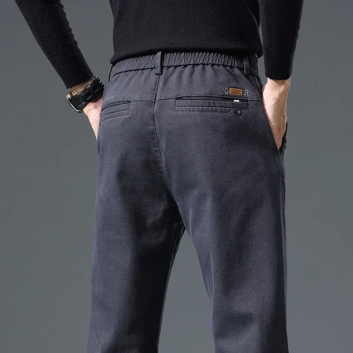 Comfortable men's stretch trousers, Castello design, wrinkle-resistant cotton blend for modern style.