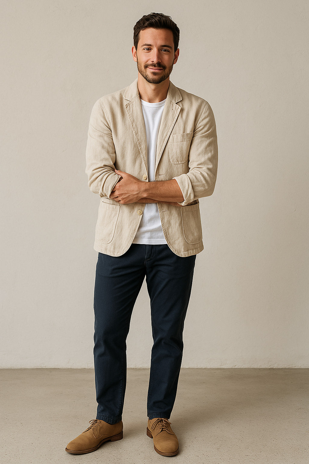 Men's casual blazer, lightweight & unstructured, with notched lapels. Perfect smart-casual spring/summer jacket.