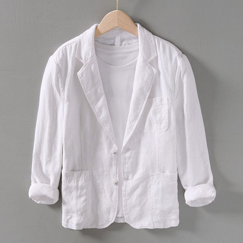 Classic men's casual blazer featuring a notched lapel & two-button design. A versatile smart-casual spring jacket.
