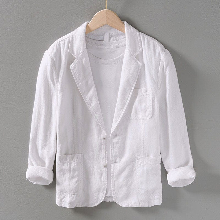 Classic men's casual blazer featuring a notched lapel & two-button design. A versatile smart-casual spring jacket.