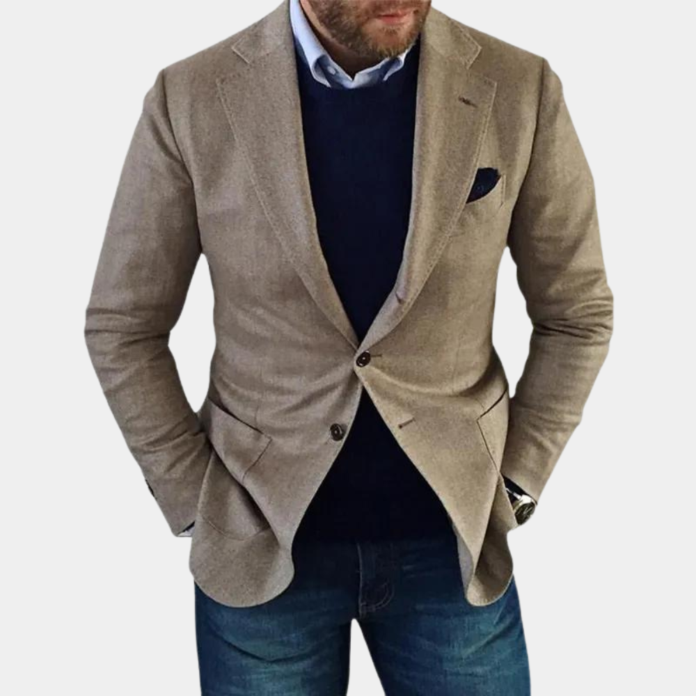 Modern men's button-up jacket in a sleek design, ideal casual outerwear for any occasion.
