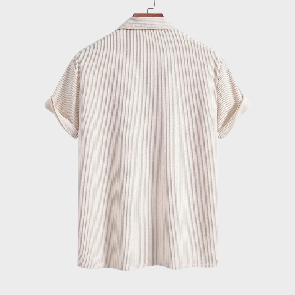 Men's summer style Cuban shirt, short sleeve, relaxed fit, great for casual outings & effortless comfort.